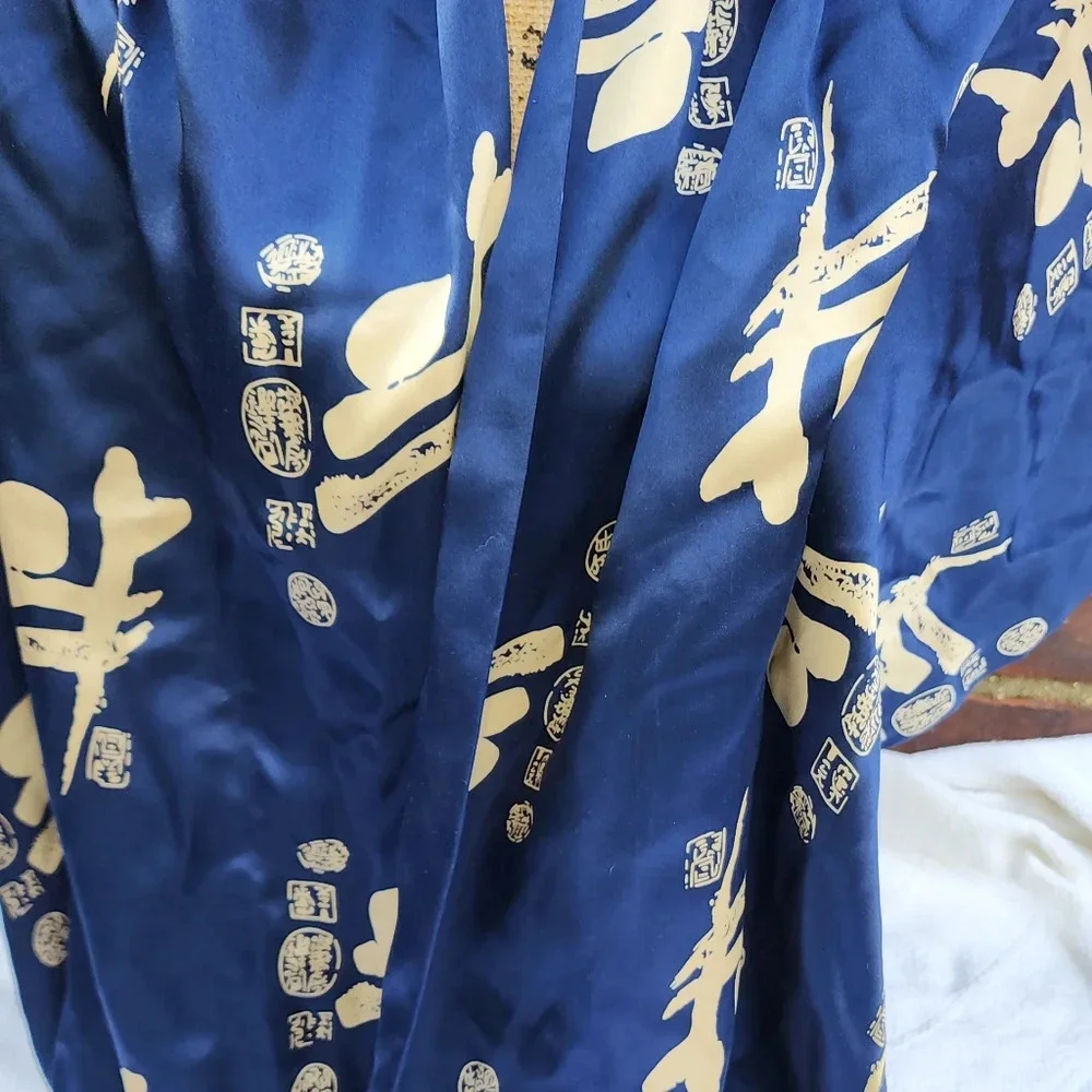 Vintage Asian silk fringed‎ scarf/ shawl